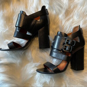 Givenchy black heel sandals. Black leather with strappy buckles. 36.5